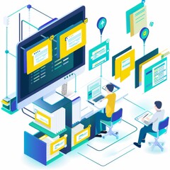 Obraz premium Advanced Document Management Technology Ensuring Regulatory Compliance and Governance Standards. AI-Generated 4K High-Resolution Wallpaper Highlighting the Role of Artificial Intelligence in Modern Go