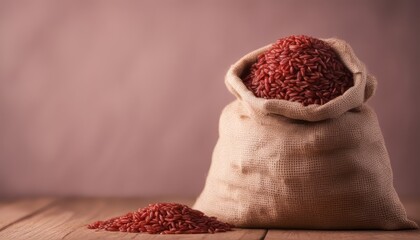 Red rice in a sack
