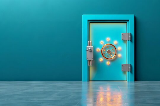 A vault door with a complex code interface digital banking safety 