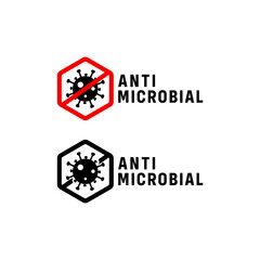 Anti microbial label or Anti microbial logo vector isolated. Simple Anti microbial logo for product packaging design element. Antibacterial icon vector for design element.