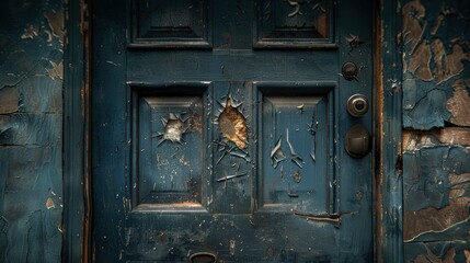 Pet damage on a scratched door, highlighting the playful and sometimes destructive nature of pets