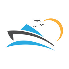 Boat sail icon logo desain