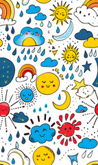 cartoon 2d illustrator doodle pattern, cute pattern in graphic seamless pattern