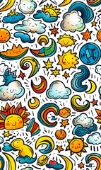 cartoon 2d illustrator doodle pattern, cute pattern in graphic seamless pattern