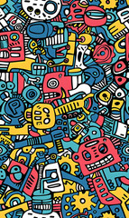Obraz premium cartoon 2d illustrator doodle pattern, cute pattern in graphic seamless pattern
