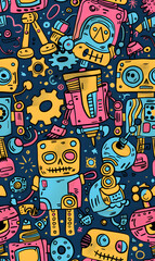 Obraz premium cartoon 2d illustrator doodle pattern, cute pattern in graphic seamless pattern