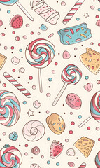 cartoon 2d illustrator doodle pattern, cute pattern in graphic seamless pattern