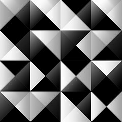 modern geometric pattern with black and white triangles arranged in an artistic gradient from light to dark