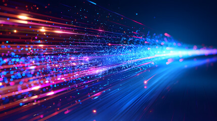 Fototapeta premium Blue light streak, fiber optic, speed line, futuristic background for 5g or 6g technology wireless data transmission, high-speed internet in abstract. internet network concept.