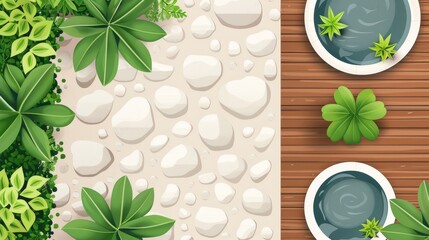 Detailed layout of a luxury garden, featuring innovative landscape design and concept, with a blend of natural elements and modern style, flat design illustration