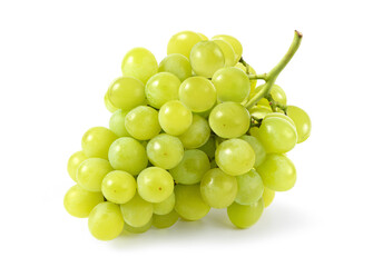 Fresh green grape cluster isolated on white background.