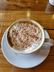 cup of cappuccino with cinnamon