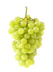 Fresh green grape cluster isolated on white background.