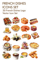 French dishes logo vector Icon set
