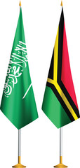 Vanuatu,Saudi Arabia flags together.Vanuatu,KSA small table flags