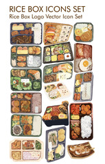 Rice box logo vector Icon set