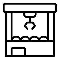 Claw machine icon with a classic retro arcade style.