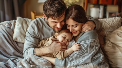 Obraz premium Family love and happiness captured in a warm embrace