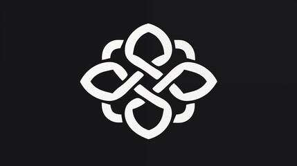 Abstract Geometric Icon with Interlocking Floral Pattern