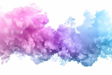 Fototapeta premium Vibrant Pink Party Fog and Isolated Colorful Smoke in Blue, Cyan, Purple, and Light Green Hues Creating Dynamic 3D Cloud Graphics on a White Background