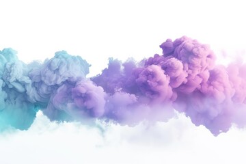 Vibrant Pink Party Fog and Isolated Colorful Smoke in Blue, Cyan, Purple, and Light Green Hues Creating Dynamic 3D Cloud Graphics on a White Background