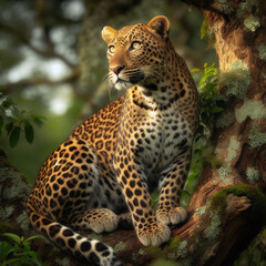 Naklejka premium leopard in the tree