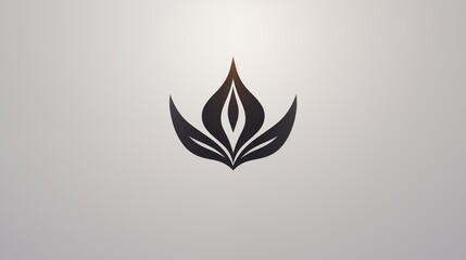 Abstract, black and white minimalist petal logo on a gradient background