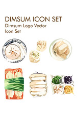 Dimsum recipe logo vector Icon set
