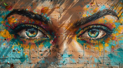 Woman eyes portrait graffiti art
