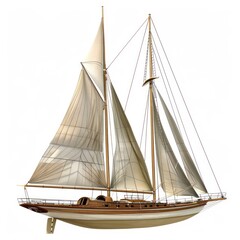 Obraz premium Classic Wooden Sailboat with White Sails