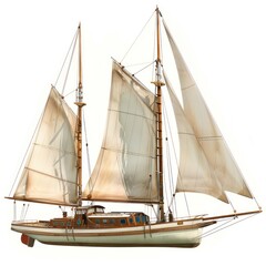 Obraz premium Classic Wooden Sailing Ship with White Sails