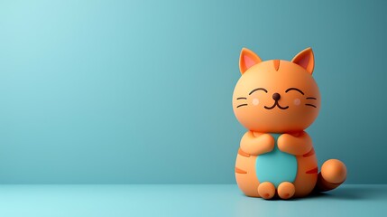 Obraz premium 3D cat illustration with blue pink pastel color