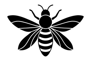 Generate a high-resolution vector illustration of simple bees in black silhouette with detailed artistry on a white background