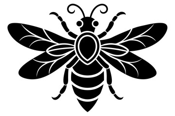 Generate a high-resolution vector illustration of simple bees in black silhouette with detailed artistry on a white background