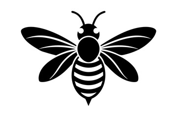 Generate a high-resolution vector illustration of simple bees in black silhouette with detailed artistry on a white background
