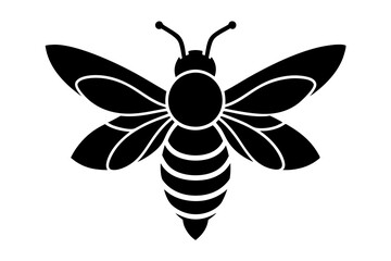 Generate a high-resolution vector illustration of simple bees in black silhouette with detailed artistry on a white background