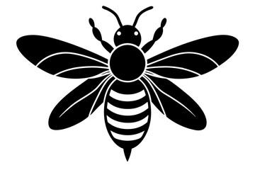 Generate a high-resolution vector illustration of simple bees in black silhouette with detailed artistry on a white background