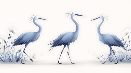 Obraz premium 3D cute crane adorable with blue pink pastel color background