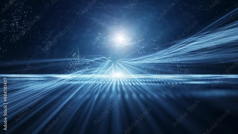 Poster seamless loop digital cyberspace road with wavy lines animation background.
