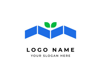 Logo Rooftop Solar Panels and Leaf. Solar panels and go green logo identity.Editable file