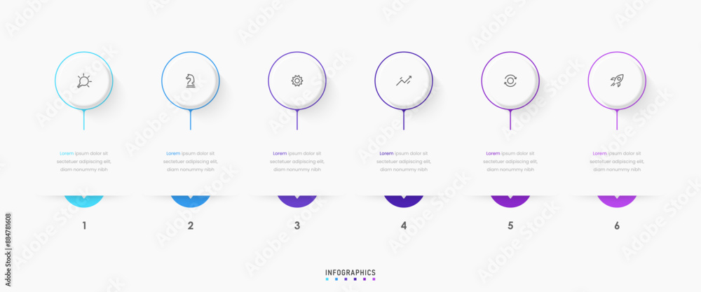 Wall mural vector infographic label design template with icons and 6 options or steps. can be used for process 