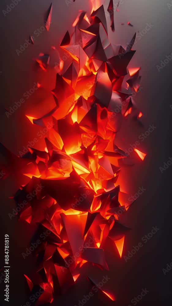 Poster an abstract interpretation of flames this piece uses geometric shapes to convey the intense and unpr