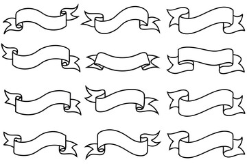 Curled Ribbon Line Art Simple Design