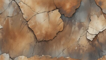 Fototapeta premium Photorealistic vector illustration of a rugged, weathered stone surface texture background in muted earth tones