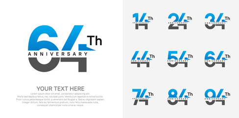 anniversary set logo style with blue and black color for company celebration moment