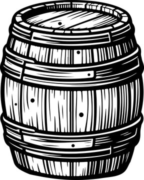 recommend clip art: Wooden barrel line drawing vector