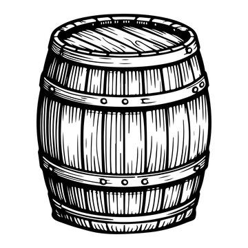 recommend clip art: Wooden barrel line drawing vector