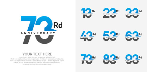 anniversary set logo style with blue and black color for company celebration moment