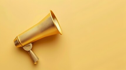 Luxury Gold Origami Megaphone Announcement on Minimalist Background