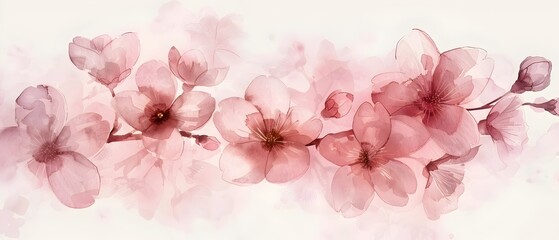 Obraz premium Soft and Delicate Cherry Blossom Flowers in Watercolor Springtime Bloom